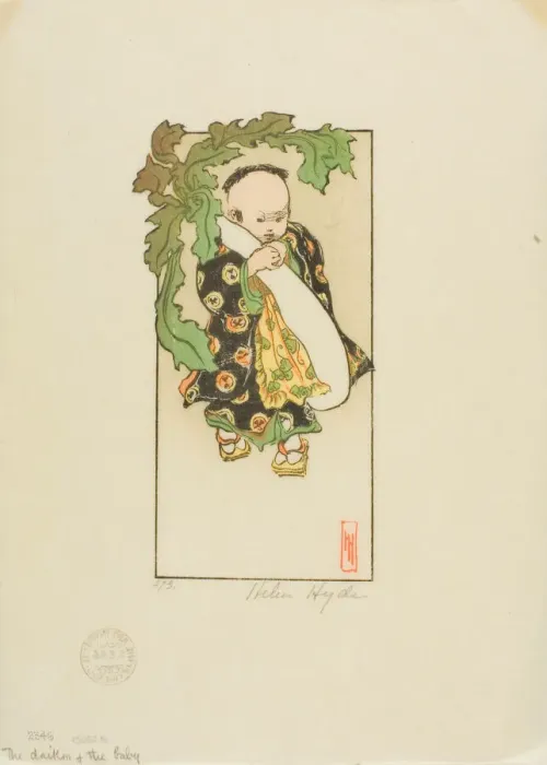 Framed Print : The Daikon and the Baby, 1903. Creator: Helen Hyde Framed Print : The Daikon and the Baby, 1903. Creator: Helen Hyde