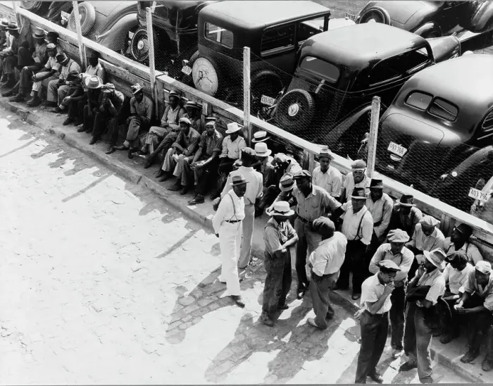 Framed Print : Part of the daily lineup outside the State Employment Service OfficeMemphis, Tennessee, 1938. Creator: Dorothea Lange Framed Print : Part of the daily lineup outside the State Employment Service OfficeMemphis, Tennessee, 1938. Creator: Dorothea Lange
