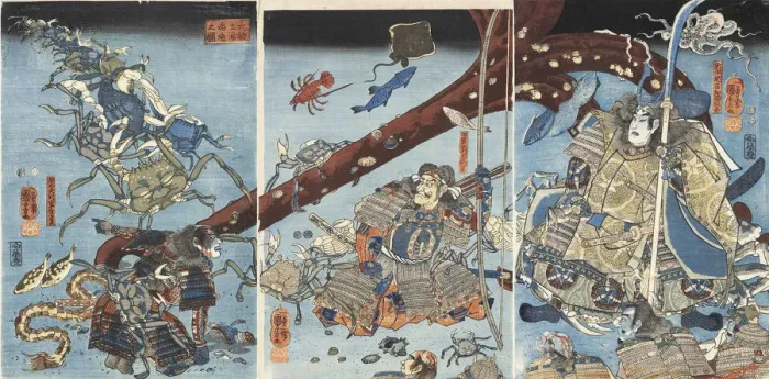 Framed Print : Daimotsu-no-ura kaitei no zu (At the Bottom of the Sea in Daimotsu Bay), ca 1852 Framed Print : Daimotsu-no-ura kaitei no zu (At the Bottom of the Sea in Daimotsu Bay), ca 1852