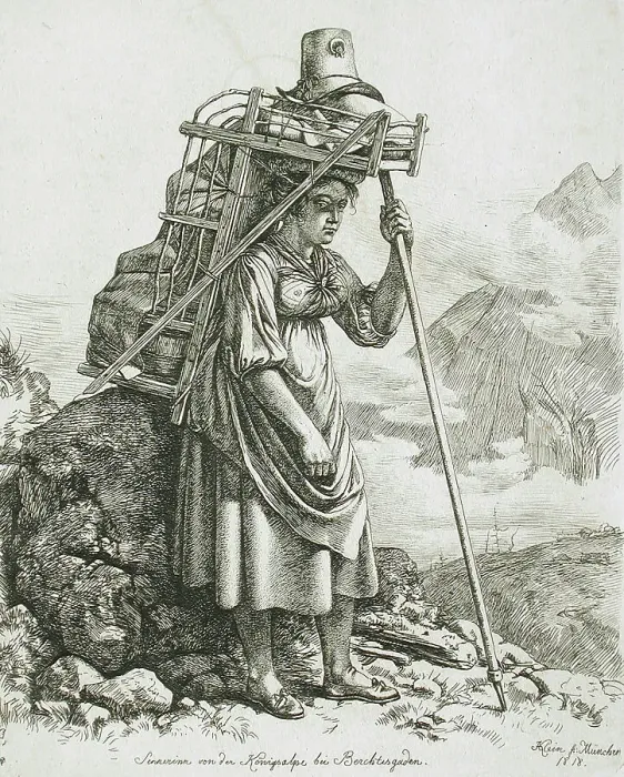 Framed Print : Dairy Maid from Berchtesgaden, 1818. Creator: Johann Adam Klein Framed Print : Dairy Maid from Berchtesgaden, 1818. Creator: Johann Adam Klein