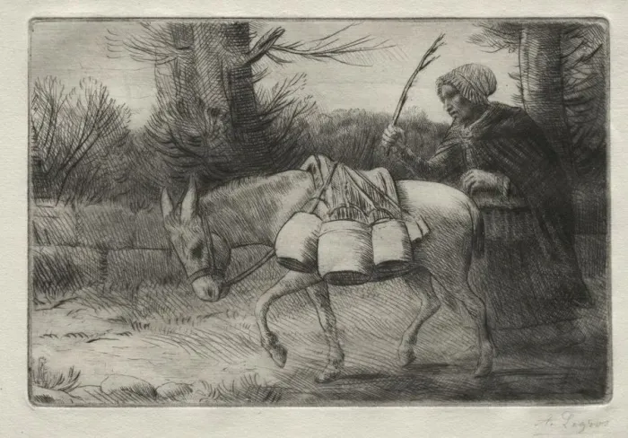 Framed Print : The Dairymaid of Boulogne (Third Plate). Creator: Alphonse Legros (French, 1837-1911) Framed Print : The Dairymaid of Boulogne (Third Plate). Creator: Alphonse Legros (French, 1837-1911)