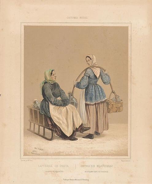 Dairywomen in Okhta, Mid of the 19th cen Creator: Timm, Vasily (George Wilhelm) (1820-1895)