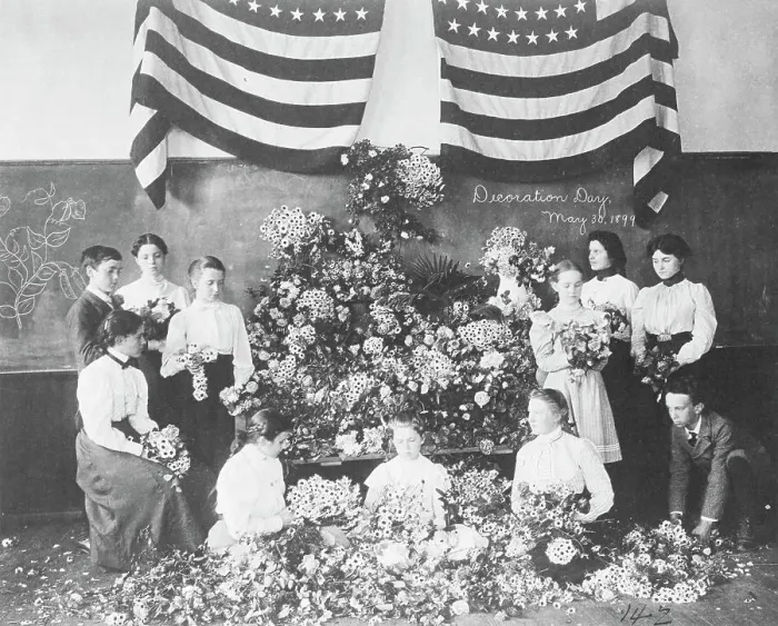 Framed Print : Daisies gathered for Decoration Day, May 30, 1899, (1899?). Creator: Frances Benjamin Johnston Framed Print : Daisies gathered for Decoration Day, May 30, 1899, (1899?). Creator: Frances Benjamin Johnston