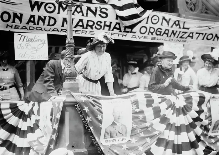 Framed Print : Daisy Harriman addresses a Democratic rally in Union Square, New York City, 1912. Creator: Bain News Service Framed Print : Daisy Harriman addresses a Democratic rally in Union Square, New York City, 1912. Creator: Bain News Service
