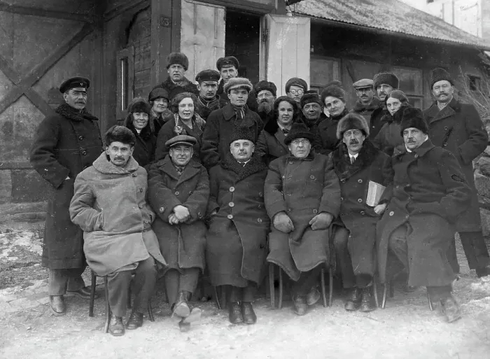 Framed Print : Dal'geolkom Collective Seeing off Geologist P.I. Polevoi to Leningrad, 1928. Creator: Unknown Framed Print : Dal'geolkom Collective Seeing off Geologist P.I. Polevoi to Leningrad, 1928. Creator: Unknown