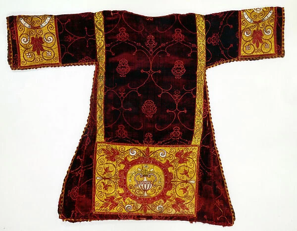 Dalmatic, Italy, Late 15th century; Apparels later due to satin binding. Creator: Unknown