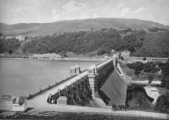 Framed Print : The Dam, Lake Vyrnwy, c1896. Artist: Valentine & Sons Framed Print : The Dam, Lake Vyrnwy, c1896. Artist: Valentine & Sons