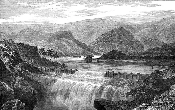 Framed Print : Dam for the new water supply of Bombay, 1872. Creator: Unknown