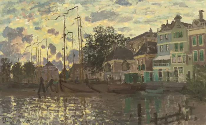 Framed Print : The Dam at Zaandam, Evening, 1871. Creator: Monet, Claude (1840-1926) Framed Print : The Dam at Zaandam, Evening, 1871. Creator: Monet, Claude (1840-1926)