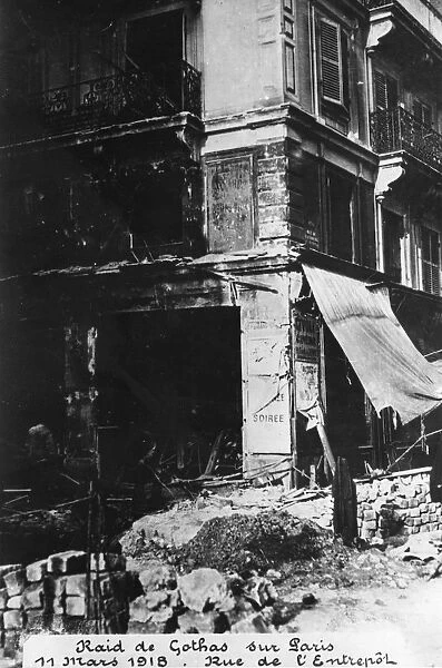 Damage after a raid by German Gotha bombers, Paris, 11th March 1918