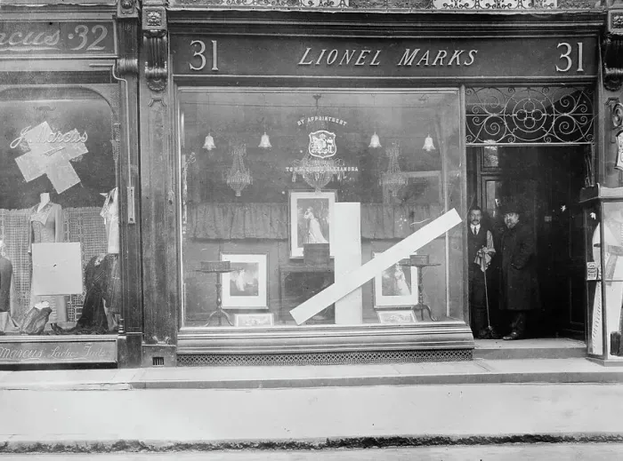Framed Print : Damage by suffragettes, London, Mar. 1912, Bond St. 1912. Creator: Bain News Service Framed Print : Damage by suffragettes, London, Mar. 1912, Bond St. 1912. Creator: Bain News Service