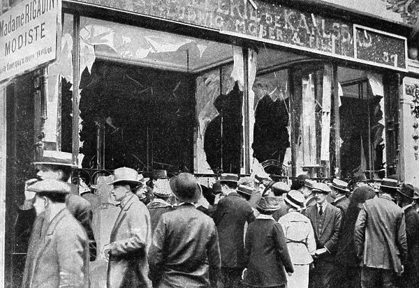 Damaged Austrian jewellers shop, Paris, First World War, 1914