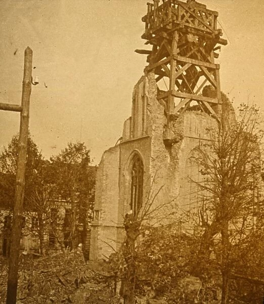 Damaged church, c1914-c1918