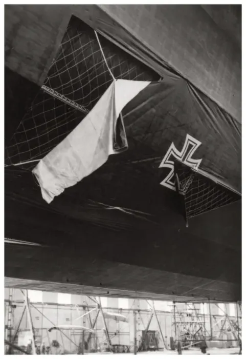 Framed Print : Damaged German navy Zeppelin airship, World War I, 1914-1918 (1933) Framed Print : Damaged German navy Zeppelin airship, World War I, 1914-1918 (1933)