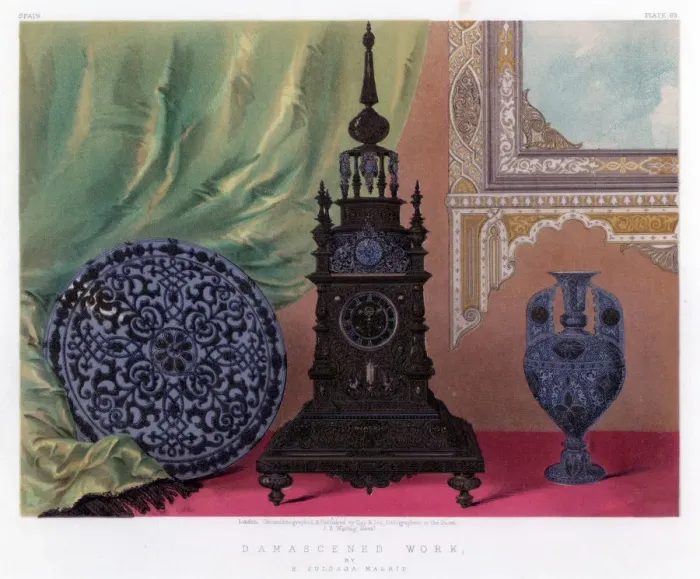 Framed Print : Damascened Work, 19th century. Artist: John Burley Waring Framed Print : Damascened Work, 19th century. Artist: John Burley Waring