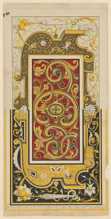 Framed Print : Damascinated and enamelled iron panel, c.1860-c.1880. Creator: Worshop of Plácido Zuloaga Framed Print : Damascinated and enamelled iron panel, c.1860-c.1880. Creator: Worshop of Plácido Zuloaga