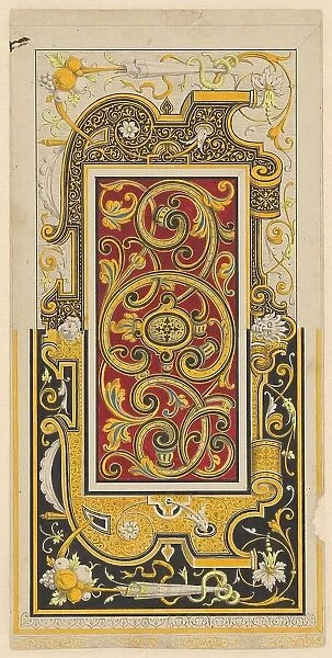Damascinated and enamelled iron panel, c.1860-c.1880. Creator: Worshop of Plácido Zuloaga