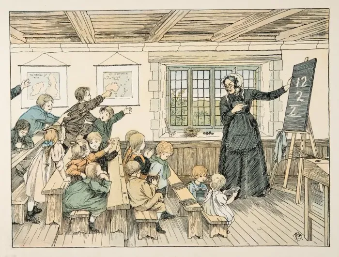 Framed Print : The Dame, from Four and Twenty Toilers, pub. 1900 (colour lithograph) Framed Print : The Dame, from Four and Twenty Toilers, pub. 1900 (colour lithograph)