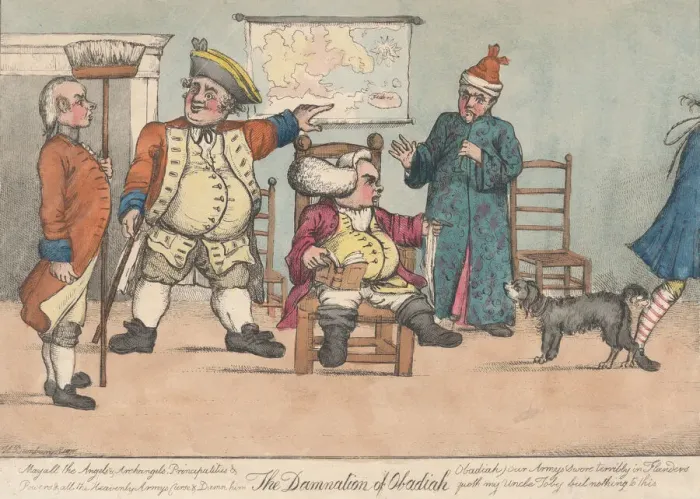 Framed Print : The Damnation of Obadiah (Tristram Shandy), 1800-20. Creator: Unknown