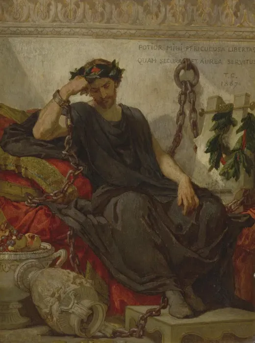 Framed Print : Damocles, 1867. Artist: Couture, Thomas (1815-1879) Framed Print : Damocles, 1867. Artist: Couture, Thomas (1815-1879)