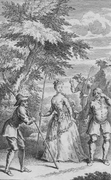Framed Print : Damon & Phillida, c1730. Artist: Gerard Vandergucht Framed Print : Damon & Phillida, c1730. Artist: Gerard Vandergucht