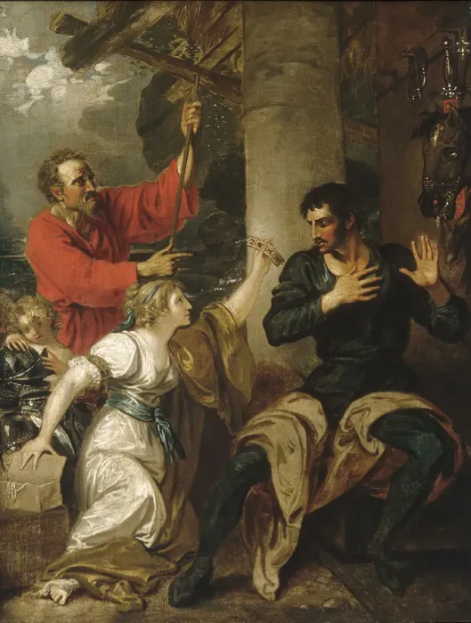 Framed Print : The Damsel and Orlando, ca. 1793. Creator: Benjamin West Framed Print : The Damsel and Orlando, ca. 1793. Creator: Benjamin West
