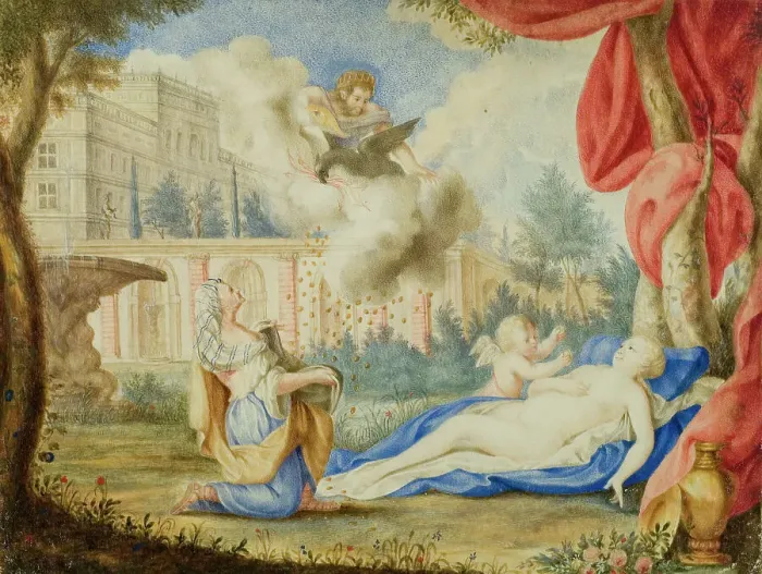 Framed Print : Danae and the Golden Rain, late 17th-early 18th century. Creator: Andreas von Behn Framed Print : Danae and the Golden Rain, late 17th-early 18th century. Creator: Andreas von Behn