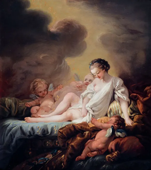 Framed Print : Danae and the Golden Shower. Creator: Ecole Francaise Framed Print : Danae and the Golden Shower. Creator: Ecole Francaise