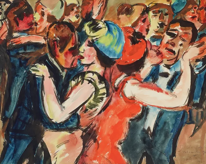Framed Print : At the Dance 1 (Dance Party 1), 1924. Creator: Pechstein, Hermann Max (1881-1955) Framed Print : At the Dance 1 (Dance Party 1), 1924. Creator: Pechstein, Hermann Max (1881-1955)