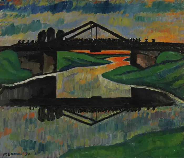 Framed Print : Dance on the Bridge, 1930. Creator: Vilho Lampi Framed Print : Dance on the Bridge, 1930. Creator: Vilho Lampi
