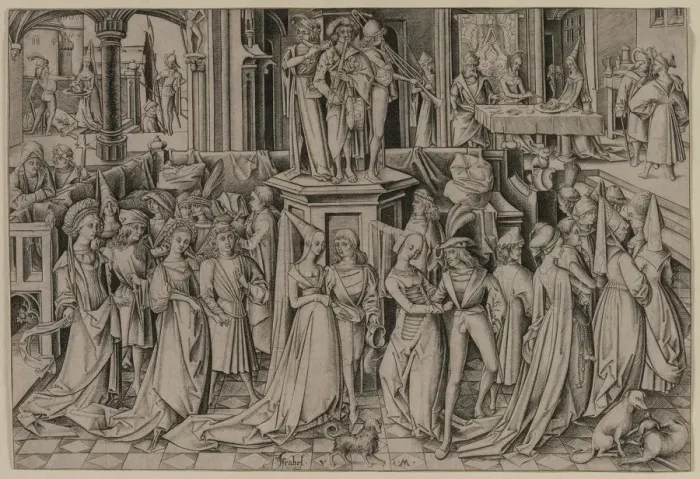 Framed Print : The Dance at the Court of Herod, c. 1500. Creator: Israhel van Meckenem (German, c Framed Print : The Dance at the Court of Herod, c. 1500. Creator: Israhel van Meckenem (German, c
