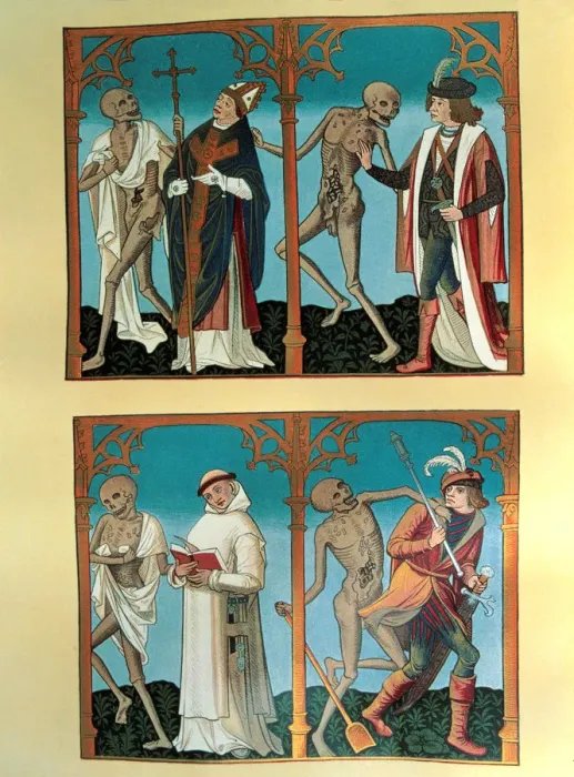 Framed Print : Dance of Death, with the archbishop, the knight, the monk and the military, Miniature Framed Print : Dance of Death, with the archbishop, the knight, the monk and the military, Miniature