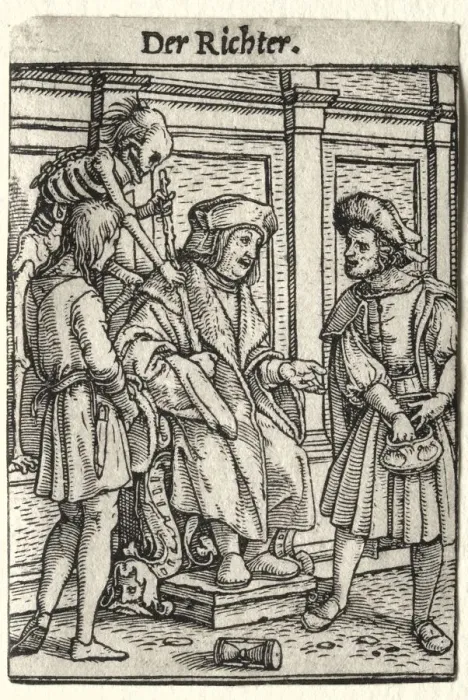 Framed Print : Dance of Death: The Judge. Creator: Hans Holbein (German, 1497 / 98-1543) Framed Print : Dance of Death: The Judge. Creator: Hans Holbein (German, 1497 / 98-1543)