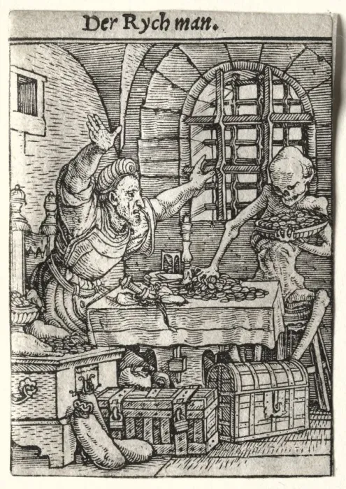 Framed Print : Dance of Death: The Miser, c. 1526. Creator: Hans Holbein (German, 1497 / 98-1543) Framed Print : Dance of Death: The Miser, c. 1526. Creator: Hans Holbein (German, 1497 / 98-1543)
