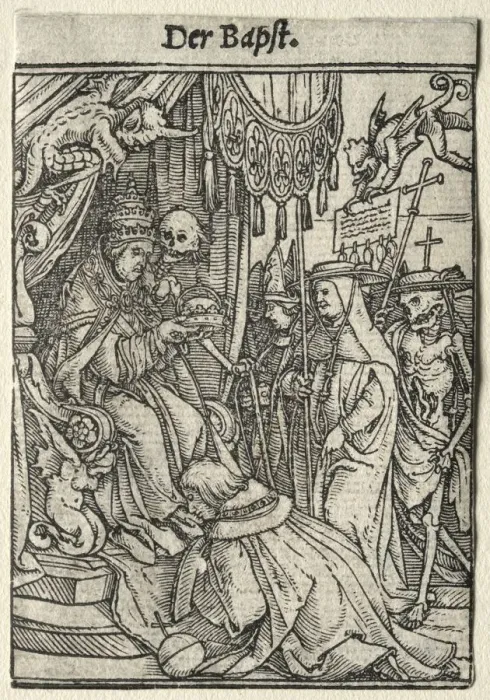 Framed Print : Dance of Death: The Pope. Creator: Hans Holbein (German, 1497 / 98-1543) Framed Print : Dance of Death: The Pope. Creator: Hans Holbein (German, 1497 / 98-1543)