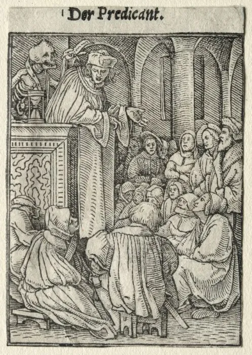 Framed Print : Dance of Death: The Preacher. Creator: Hans Holbein (German, 1497 / 98-1543) Framed Print : Dance of Death: The Preacher. Creator: Hans Holbein (German, 1497 / 98-1543)