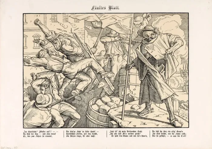 Framed Print : Also a Dance of Death, Sheet V (Death on the barricade), 1849 Framed Print : Also a Dance of Death, Sheet V (Death on the barricade), 1849