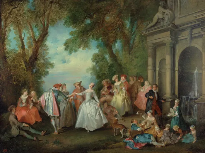 Framed Print : Dance before a Fountain, by 1724. Creator: Nicolas Lancret Framed Print : Dance before a Fountain, by 1724. Creator: Nicolas Lancret