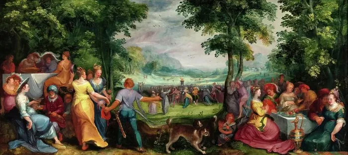 Framed Print : The Dance around the Golden Calf, 1602. Creator: Mander, Karel van, the Elder (1548-1606) Framed Print : The Dance around the Golden Calf, 1602. Creator: Mander, Karel van, the Elder (1548-1606)
