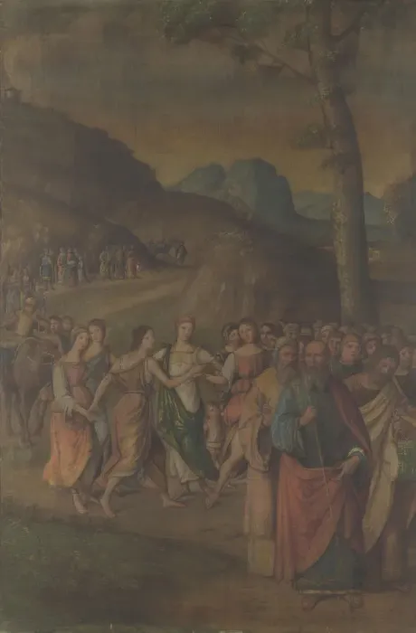Framed Print : The Dance of Miriam (from the Story of Moses), after 1508. Artist: Costa, Lorenzo (1460-1535) Framed Print : The Dance of Miriam (from the Story of Moses), after 1508. Artist: Costa, Lorenzo (1460-1535)