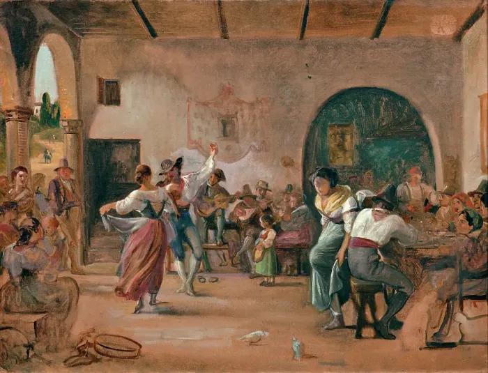 Framed Print : Dance in an Osteria, c1860. Creator: Wilhelm Marstrand Framed Print : Dance in an Osteria, c1860. Creator: Wilhelm Marstrand