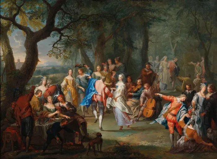 Framed Print : A Dance in the Palace Gardens. Creator: Janneck, Franz Christoph (1703-1761) Framed Print : A Dance in the Palace Gardens. Creator: Janneck, Franz Christoph (1703-1761)