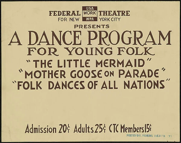 A Dance Program for Young Folks, New York, 1937. Creator: Unknown