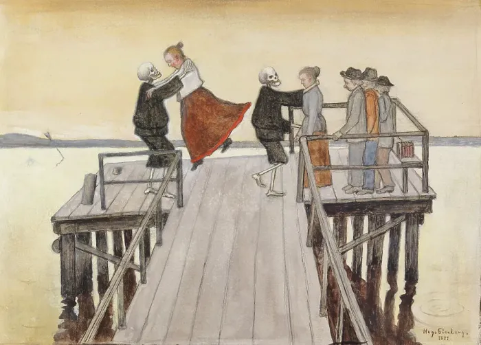 Framed Print : Dance on the Quay, 1899. Creator: Hugo Simberg Framed Print : Dance on the Quay, 1899. Creator: Hugo Simberg