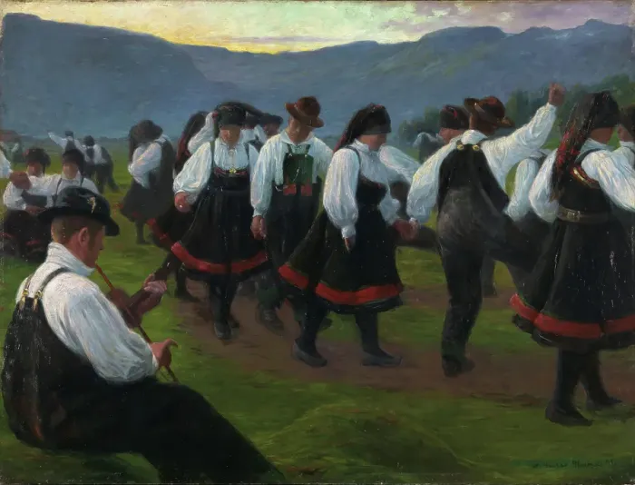 Framed Print : Dance in Setesdal, 1891. Creator: Gustav Wentzel Framed Print : Dance in Setesdal, 1891. Creator: Gustav Wentzel