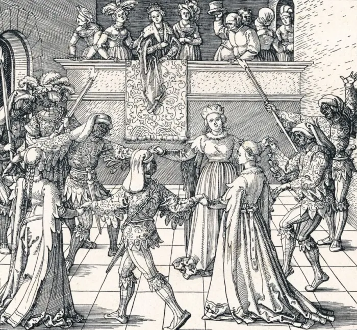 Framed Print : Dance by Torchlight, Augsburg, 1516 (1906). Artist: Albrecht Durer Framed Print : Dance by Torchlight, Augsburg, 1516 (1906). Artist: Albrecht Durer