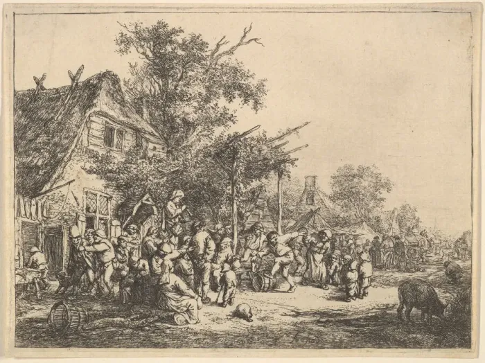 Framed Print : Dance Under the Trellis, 1610-85. Creator: Adriaen van Ostade Framed Print : Dance Under the Trellis, 1610-85. Creator: Adriaen van Ostade