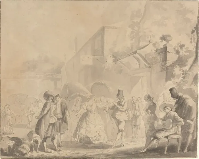 Framed Print : Dance in a Village Square, c. 1770 / 1775. Creator: Luis Paret y Alcazar Framed Print : Dance in a Village Square, c. 1770 / 1775. Creator: Luis Paret y Alcazar