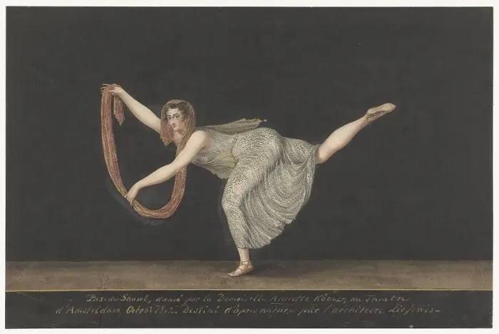 Framed Print : Dancer Annette Köbler performing the Pas-de-Shawl, 1812. Creator: Bartholomeus Ziesenis Framed Print : Dancer Annette Köbler performing the Pas-de-Shawl, 1812. Creator: Bartholomeus Ziesenis