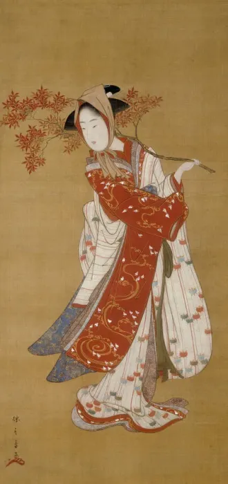 Framed Print : Dancer with a Maple Branch, Japan, Edo period, 1780-1790. Creator: Shunsho Framed Print : Dancer with a Maple Branch, Japan, Edo period, 1780-1790. Creator: Shunsho